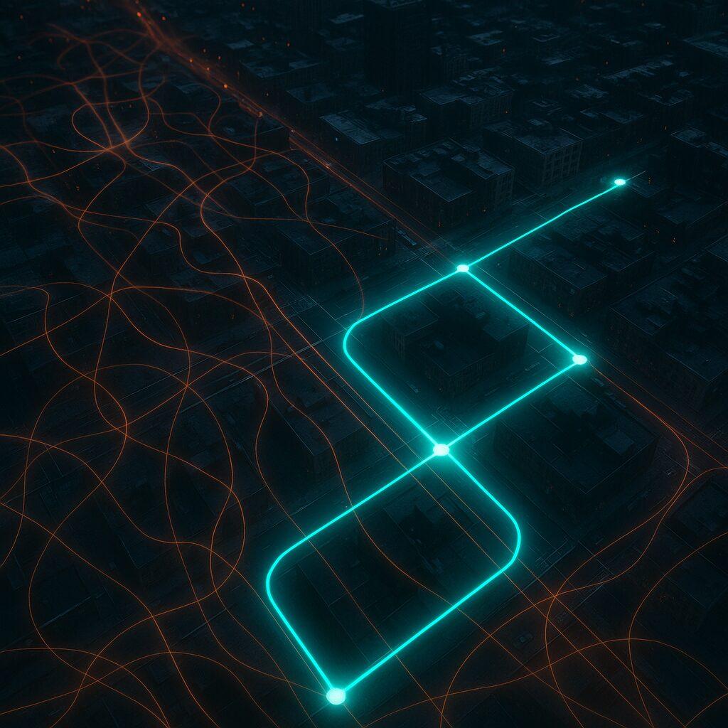 Route optimization visualization transforming inefficient paths