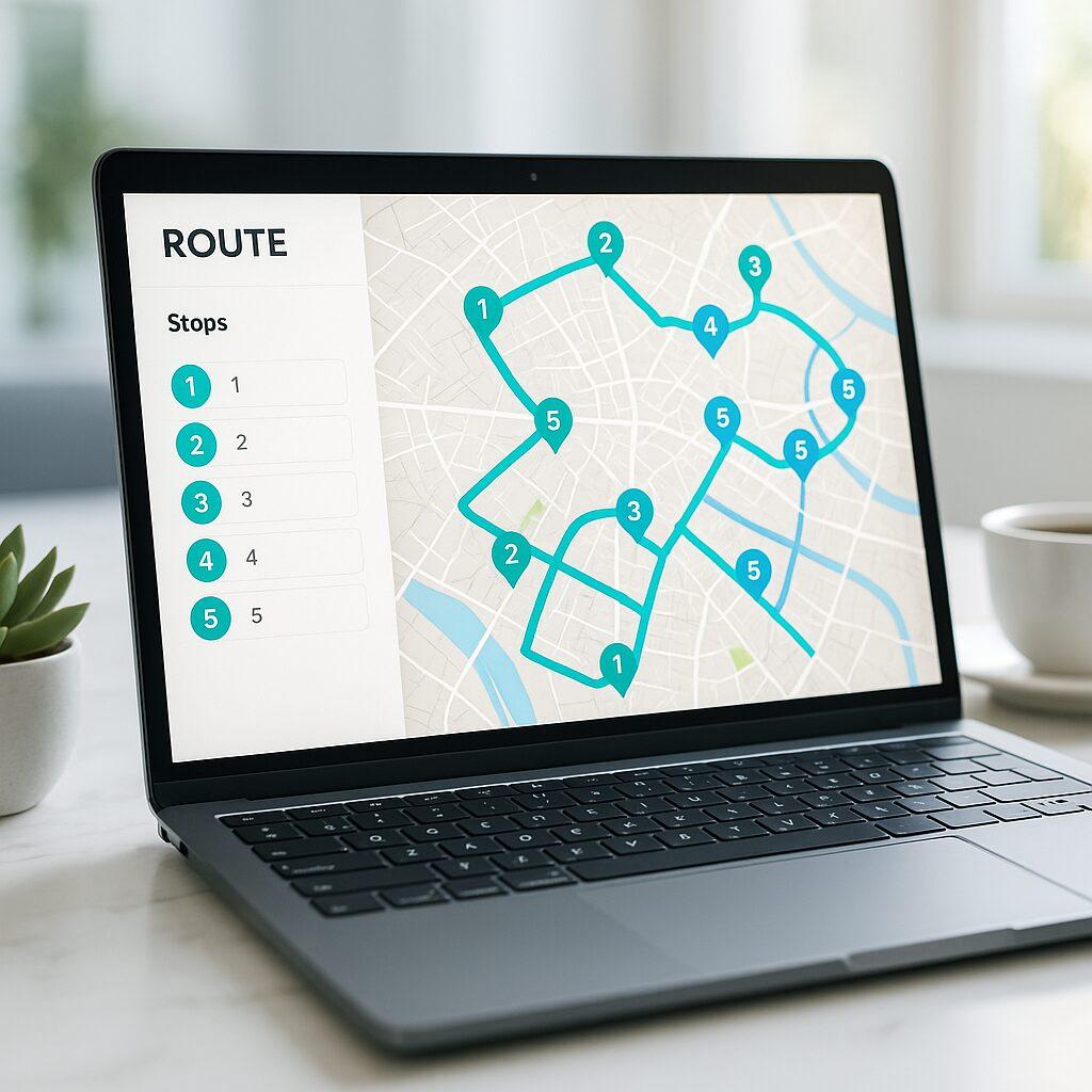 Interactive route planning map with optimized delivery paths